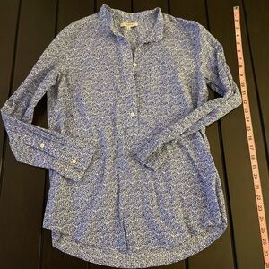 Madewell Blue Floral pop over shirt
